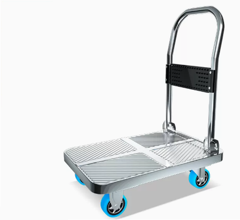 Hot selling foldable small steel trolley (3-inch silent wheels) (size: 63*36*72CM/can load 300 pounds)