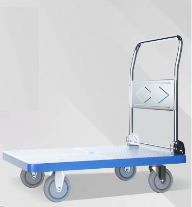 Hot selling foldable lightweight plastic trolley (5-inch TPR rubber silent wheels) (size: 85*55CM/can load 500 pounds)