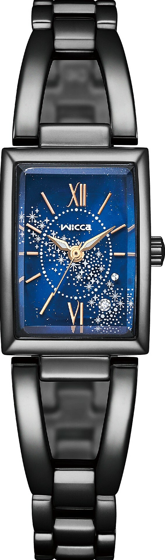 萬年鐘錶 - Citizen - Wicca  公主系列台灣限定款全黑星空面盤太陽能女錶   KF7-546-71 錶徑17.5MM