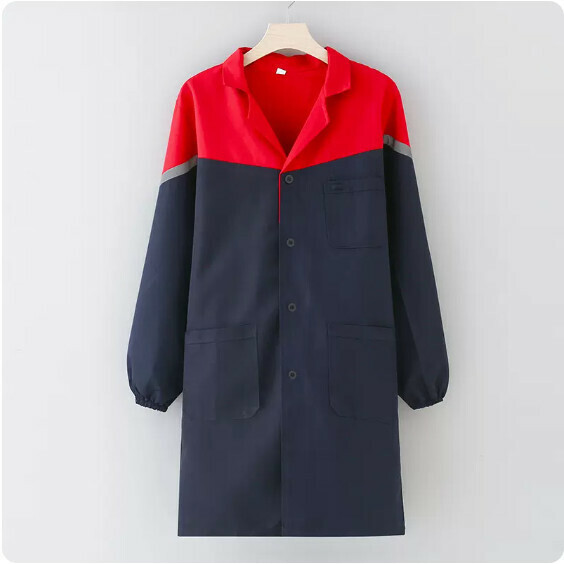 Hot selling long-sleeved work clothes apron [red and blue stitched full-craft coat 185 size] [Specification: 102*47*124CM]