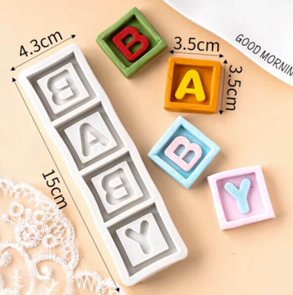 Hot selling diy silicone baking mold (baby letter block)