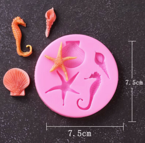 Hot Selling Chocolate Fondant Silicone Baking Mold (Seahorse Starfish)