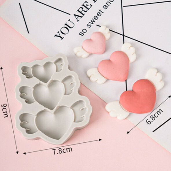 Hot Selling Chocolate Fondant Silicone Baking Mold (Wings Heart)