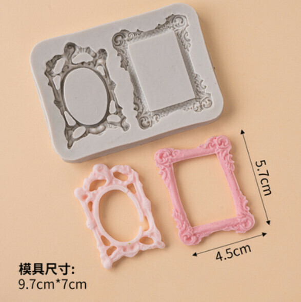 Hot selling chocolate fondant silicone baking mold (two photo frames)