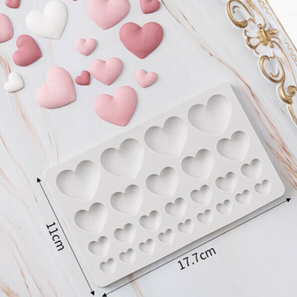 Hot selling chocolate fondant silicone baking mold (multiple hearts)