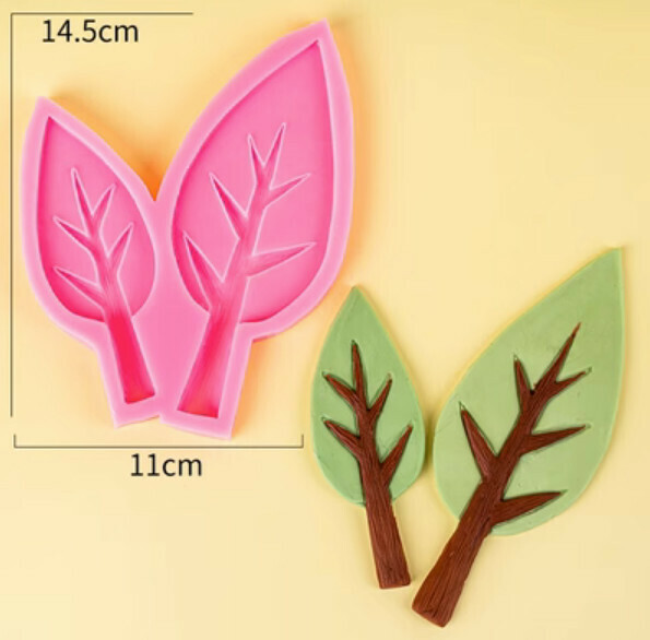 Hot selling chocolate fondant silicone baking mold (2 leaves in a row)