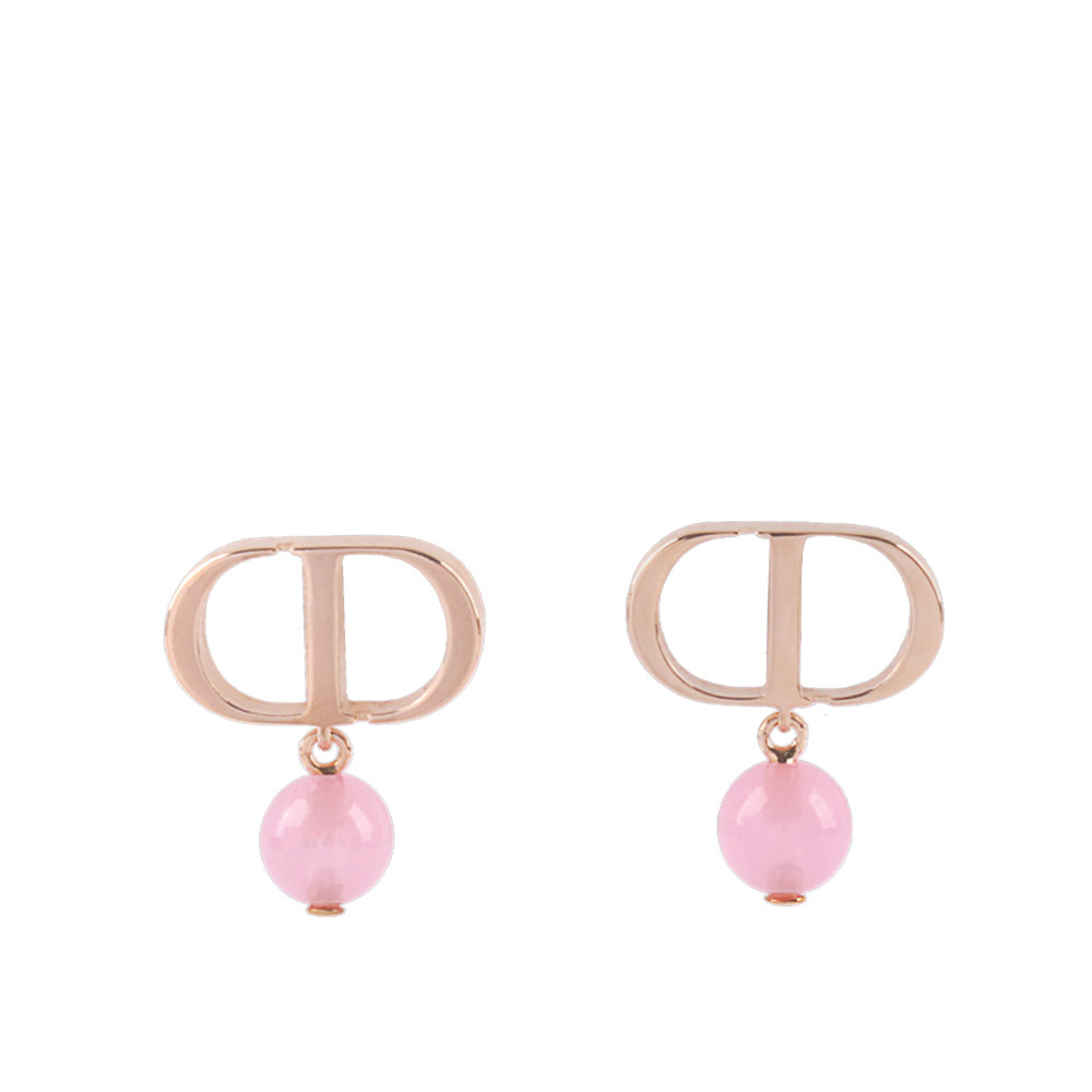 【CHRISTIAN DIOR】Petit CD 垂墜樹脂珍珠針式耳環