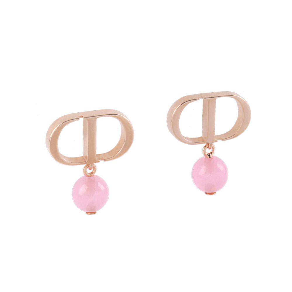 【CHRISTIAN DIOR】Petit CD 垂墜樹脂珍珠針式耳環