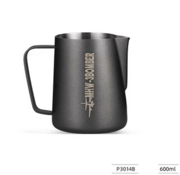 熱賣咖啡拉花壺/咖啡拉花杯-磨砂黑600ML-經典版3.0 送吧臺毛巾
