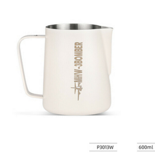 熱賣咖啡拉花壺/咖啡拉花杯-砂米白600ML-經典版3.0 送吧臺毛巾
