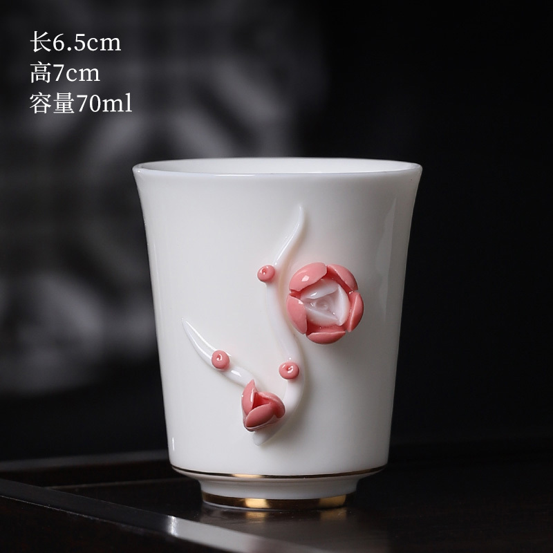 Hot selling high-end ceramic pinch flower tea cup, white porcelain small tea cup (02 Cardamom Hua Nian pinch flower cup)
