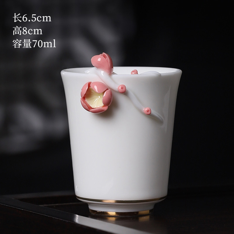 Hot selling high-end ceramic pinch flower tea cup white porcelain small tea cup (06 Chuchu moving flower pinch flower cup)