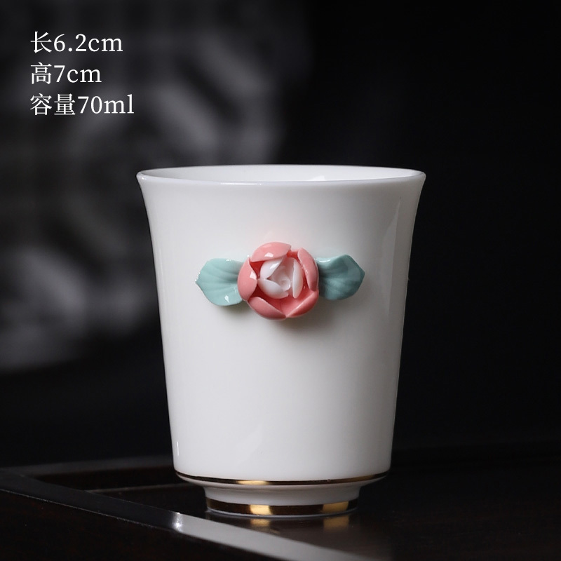 Hot selling high-end ceramic pinch flower tea cup white porcelain small tea cup (05 water hibiscus pinch flower cup)