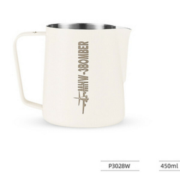 熱賣咖啡拉花壺/咖啡拉花杯-砂米白450ML-經典版3.0 送吧臺毛巾