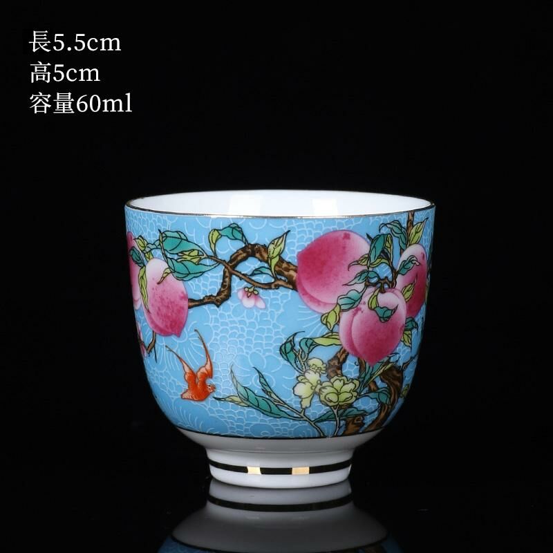 Hot Selling High-end Ceramic Tea Cup Nine Peach Enamel Tea Cup Master Cup (Nine Peach Single Cup for Tea Drinking - Green)