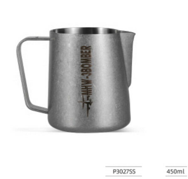 熱賣咖啡拉花壺/咖啡拉花杯-銀斑450ML-經典版3.0 送吧臺毛巾