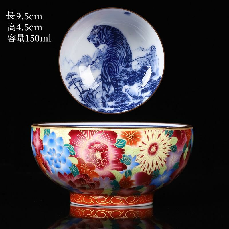 Hot selling high-end ceramic blue and white porcelain tea cup master cup (Wanhuali-Fuhu)