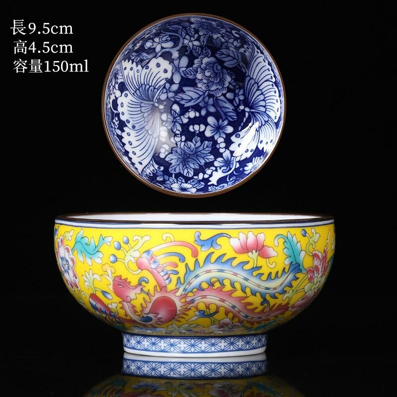 Hot Selling High-end Ceramic Blue and White Porcelain Tea Cup Master Cup (Dragon and Phoenix-Manhua)