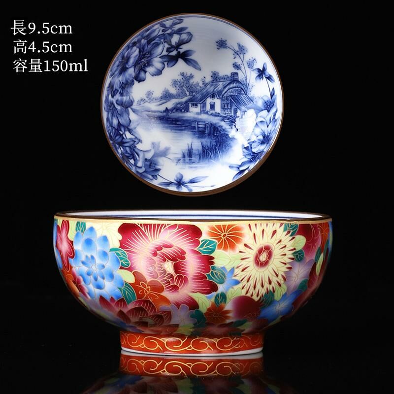 Hot selling high-end ceramic blue and white porcelain tea cup master cup (Wanhuali-Qiusi)