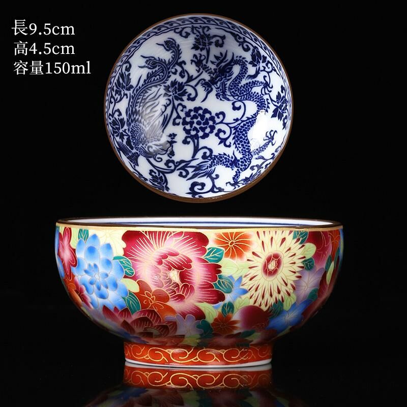 Hot selling high-end ceramic blue and white porcelain tea cup master cup (Wanhuali-Longfeng)