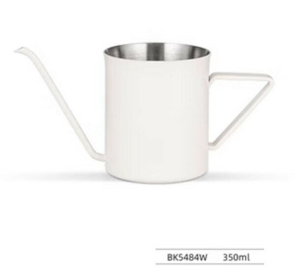 熱賣不銹鋼長嘴細口咖啡壺-砂米白-350ML/送吧臺毛巾
