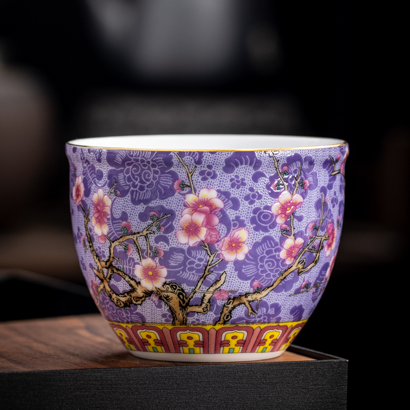 Hot selling high-end ceramic enamel tea cup master cup tea cup (Dunshi cup - purple [210ml])