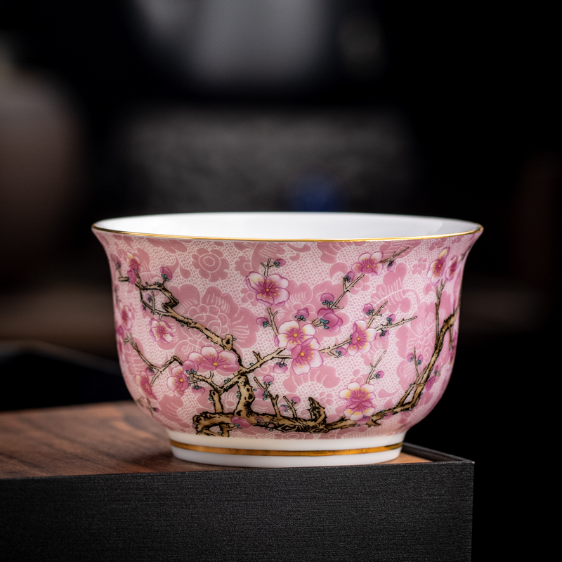 Hot selling high-end ceramic enamel tea cup master cup tea cup (meditation cup - pink [150ml])