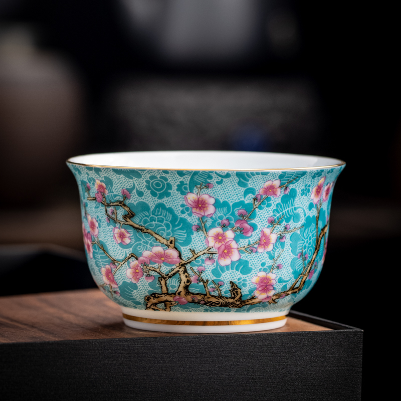 Hot selling high-end ceramic enamel tea cup master cup tea cup (meditation cup-green [150ml])