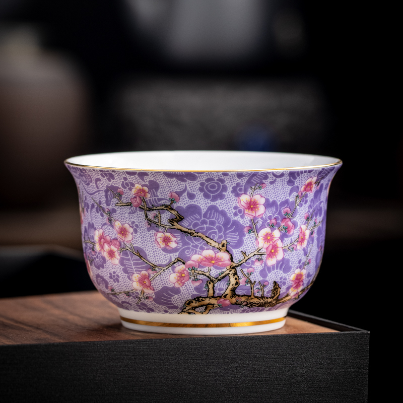 Hot selling high-end ceramic enamel tea cup master cup tea cup (meditation cup - purple [150ml])