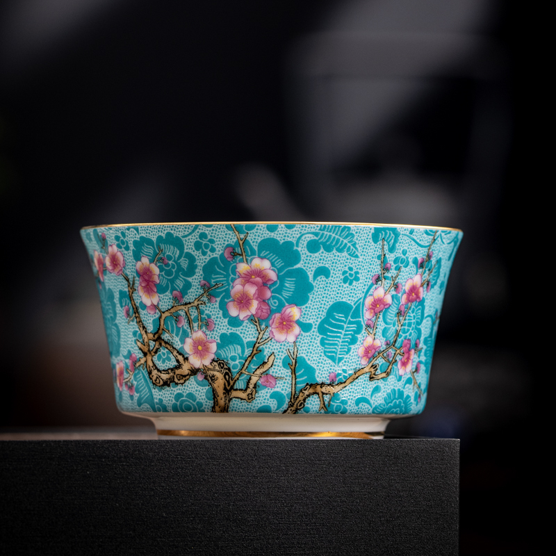 Hot selling high-end ceramic enamel tea cup master cup tea cup (skimming cup - green [150 ml])
