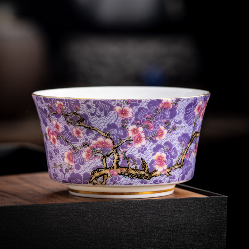 Hot selling high-end ceramic enamel tea cup master cup tea cup (skimming cup - purple [150ml])