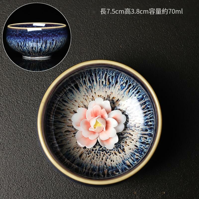 Hot selling kiln turned into a lotus cup tea cup (kiln turned into a round cup [Peony])