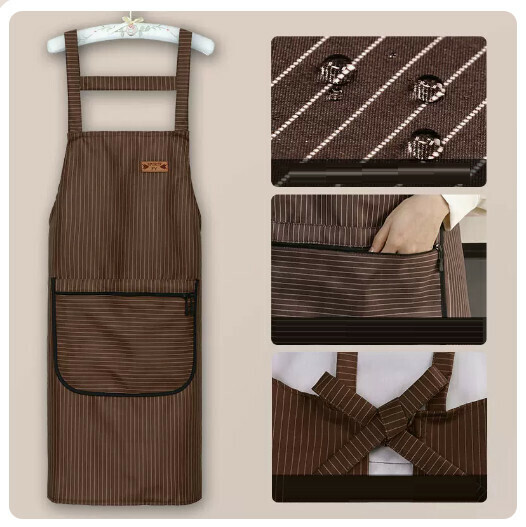 Popular kitchen and dining waterproof and oil-proof apron [Zipper Master Style-Brown]