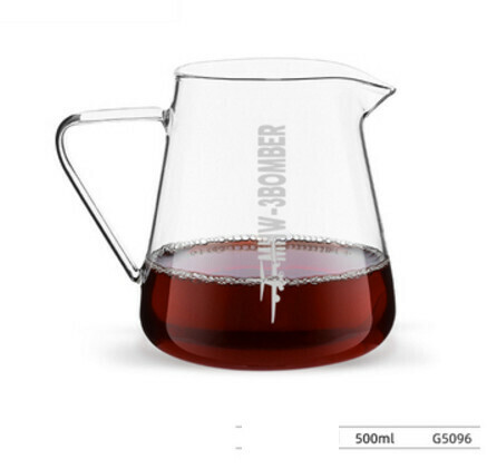 爆款帶把手玻璃咖啡壺-分享壺500ml-白字