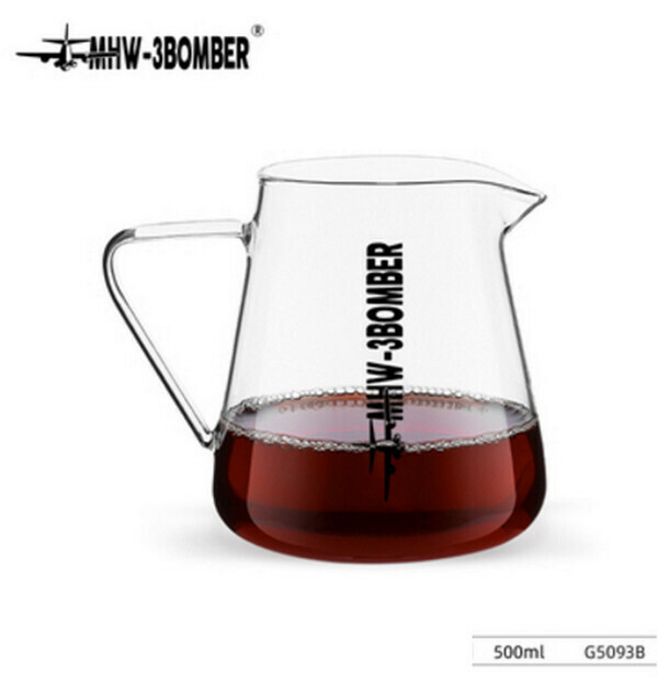 爆款帶把手玻璃咖啡壺-分享壺500ml-黑字