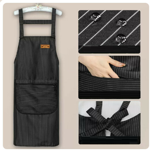 Popular kitchen and dining waterproof and oil-proof apron [Zipper Master Style-Black]