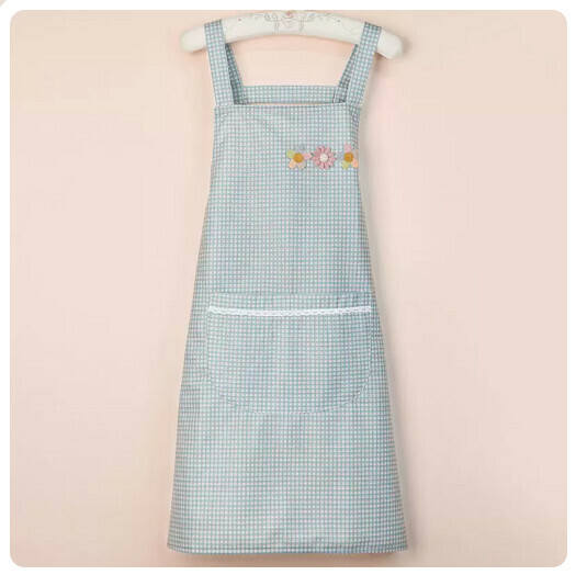 Popular kitchen and dining apron [strap crystal cotton small flower style green]