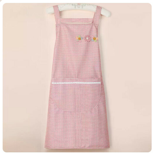 Popular kitchen and dining apron [strap crystal cotton small flower pink]