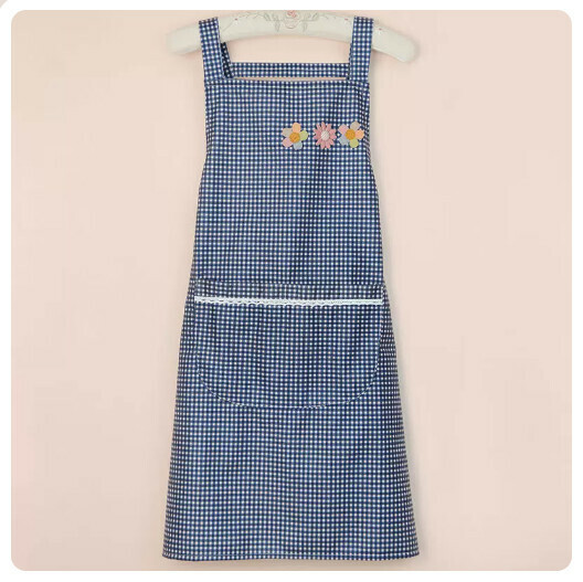 Popular kitchen and dining apron [strap crystal cotton small flower style blue]