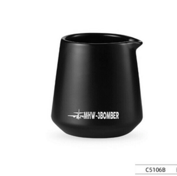 Popular ceramic small milk jug/household mini pointed coffee cup-Quiet Black-80ML/free flower pin