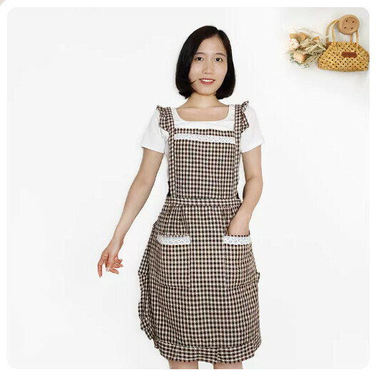 Popular kitchen oil-proof thin apron [breathable princess skirt-brown]