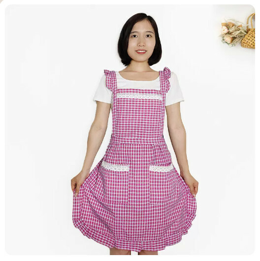 Popular kitchen oil-proof thin apron [breathable princess skirt-pink]