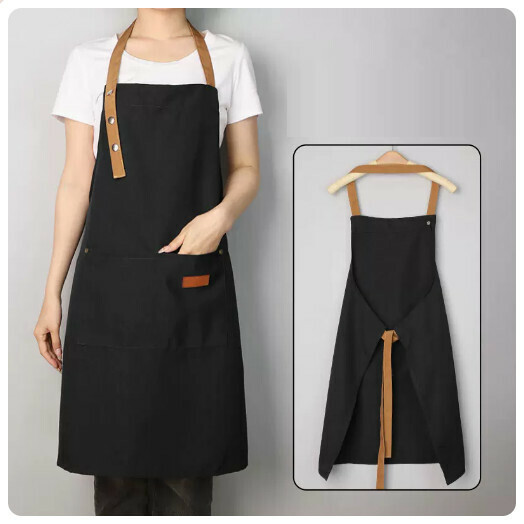 Popular canvas apron [three-button waterproof canvas black]