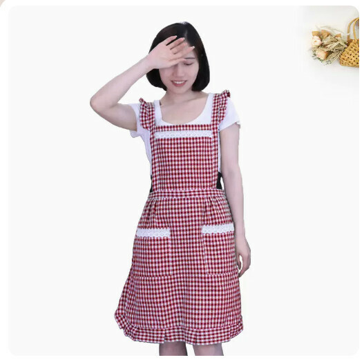 Popular kitchen oil-proof thin apron [breathable princess skirt-red]