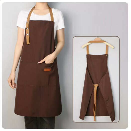 Popular canvas apron [three-button waterproof canvas brown]