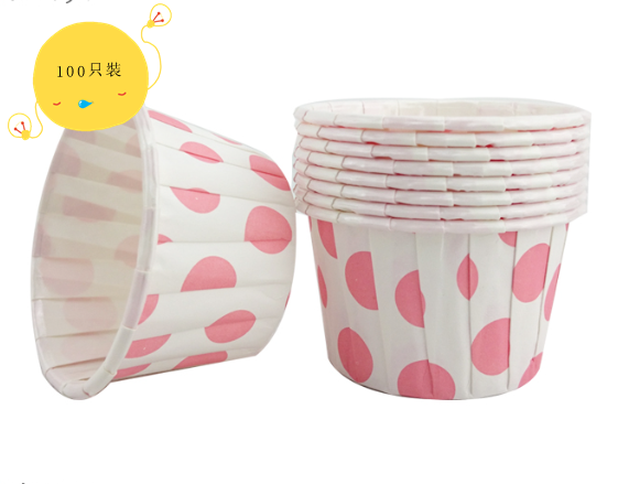 Popular 100 piece cake cup mold (pink) (Specifications: outer diameter 5.8CM*inner diameter 5CM*height 3.5CM*bottom diameter 4.4CM)