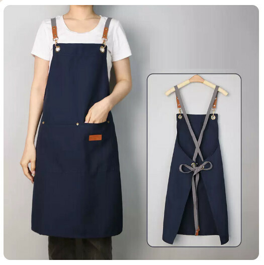 Popular canvas apron [cross-strap waterproof canvas blue]
