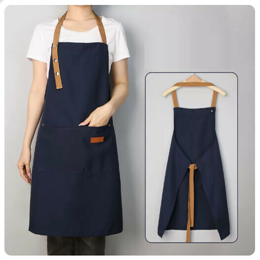 Popular canvas apron [three-button waterproof canvas blue]