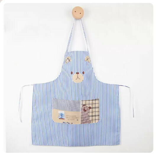 Popular kitchen thin breathable apron [Breathable Bear-Blue]