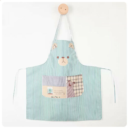 Popular kitchen thin breathable apron [breathable bear--green]